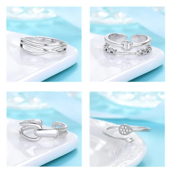 Silver Gold Zircon Drip Whip Jewelry Inlaid Diamond Adjustable Size Women Ring