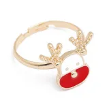 10PCS Oil Drop Christmas Elk Tree Snowflake Sock Rings Adjustable Size Gold Plated Xmas Santa Claus Rings