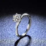 Sterling Silver Pave Zirconia Solitaire Round Cut Diamonds Rings