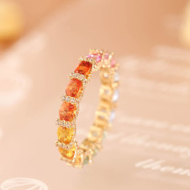 Women Fashion Pave Colorful Gems Gemstone Rings