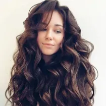 Women Long Brown Big Wave Wig
