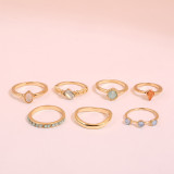 7 Pieces Fashion Jewelry Inlaid Diamond Women Ring