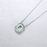 Sterling Silver Emerald Cut Pendant Necklace