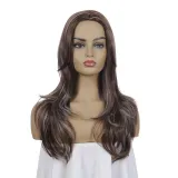 Women Synthetic Fluffy Curls Hair Wigs Medium Curly Hair Middle Parting Wig