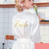 Women Satin Silk Sleep Dress Long Sleeve Lace Mini Dress Robe Pajamas