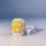 Golden Yellow Zircon Fashion Jewelry Inlaid Diamond Women Ring