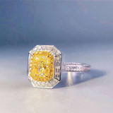 Golden Yellow Zircon Fashion Jewelry Inlaid Diamond Women Ring