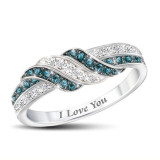 Blue Silver Zircon Alternate Fashion Jewelry Inlaid Diamond Women Ring