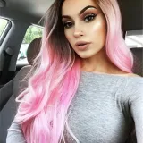 Women Synthetic Exaggerated Color Wavy Hair Wigs Middle Parting Curly Wig