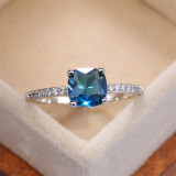 Silver Square Fashion Jewelry Inlaid Diamond Women Ring