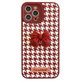 Wine Red Wave Point Bowknot Drop Proof Phone Case for iPhone13 12 11 Pro Max