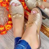 Women Open Toe Fish Mouth Hollow Out Flat Sandal Slipper