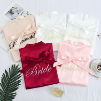 Women 2 Pieces Satin Silk Sleepwear Bridesmaid Robe Nightgown and Sling Dress Pajamas Set