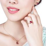 Red Zircon Love Fashion Jewelry Hollow Inlaid Diamond Adjustable Size Women Ring
