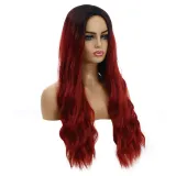 Women Long Wavy Hair Wigs Middle Parting Curly Wig
