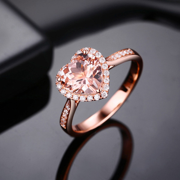 Rose Gold Zircon Love Fashion Jewelry Inlaid Diamond Adjustable Size Women Ring