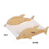 Wooden Two Dolphin Side Wall Hanging Cat Hammock Pet Nest