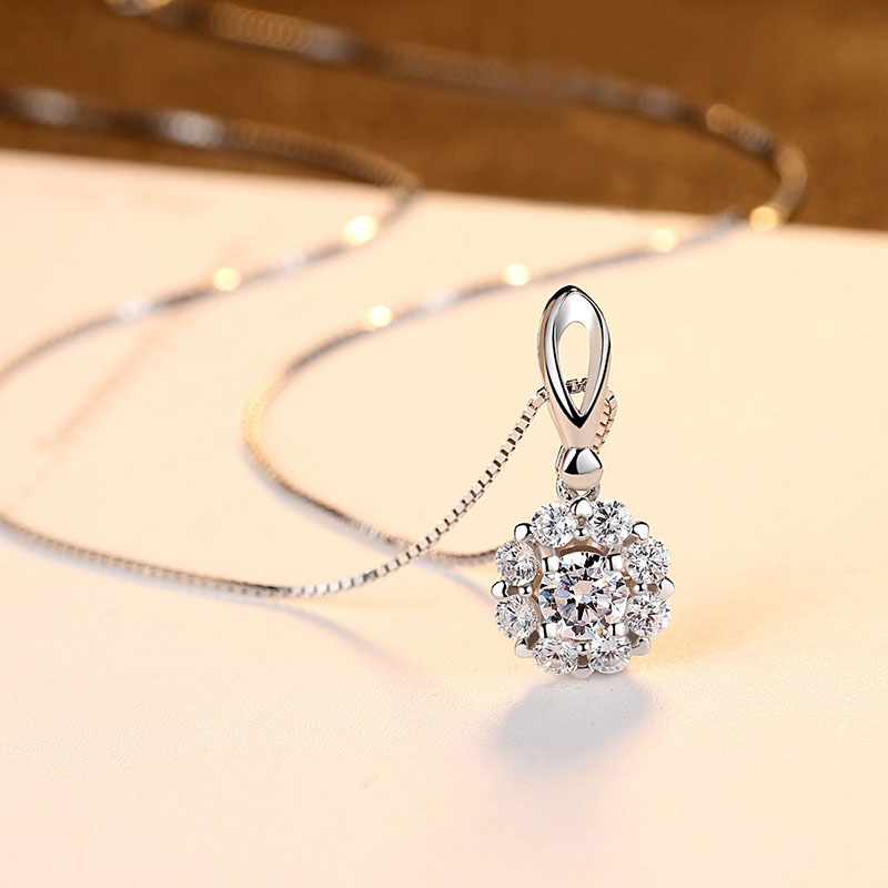Sterling Silver Snowflake Zirconia Pendant Necklace
