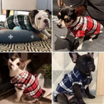Pet Small Dog Lattice Short Sleeve Shirt Puppy Cloth