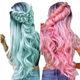 Women Synthetic Exaggerated Color Wavy Hair Wigs Middle Parting Curly Wig
