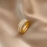 Full Diamond Gemstone Ring Luxury No Fade Stainless Steel Sparkling Iced Out Zircon Finger Rings Women For Couple