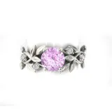 Silver Zircon Olive Leaf Women Ring Eternity Engagement Wedding Band With Gift