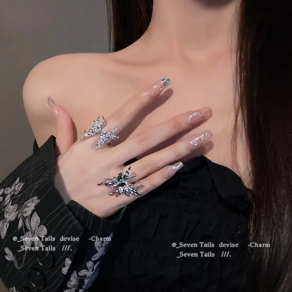Butterfly Adjustable Open Cuff Rings Jewelry Birthday Gifts 925 Sterling Silver Ring For Women Girls