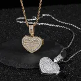 Diy Photo 14K Yellow Gold Heart Shaped Pave Diamond Pendant Necklace