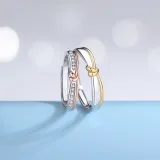 Silver Permanent Knot With A Small Niche Of Simple Rings Adjustable Ring INS Style