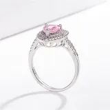 Silver Zircon Love Heart Women Ring Eternity Engagement Wedding Band With Gift