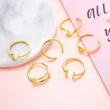 Star Moon 6 Pieces Fashion Jewelry Inlaid Diamond Adjustable Size Women Ring