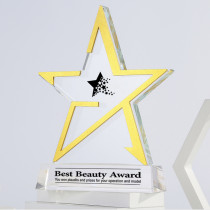 Creative Five-pointed Star VU Type Medal Style Crystal Trophy Optical Award