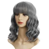 Women Synthetic Short Dye Wavy Hair Wigs Middle Parting Curly Wig