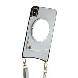 Leather Ferrule Drop Proof Phone Case for iPhone13 12 11 Pro Max with Crossbody Lanyard