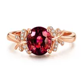 Rose Gold Dragonfly Red Zircon Fashion Jewelry Inlaid Diamond Adjustable Size Women Ring