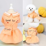 Pet Dog Cloth Teddy Princess Collar Dress with Bag Puppy Cloth