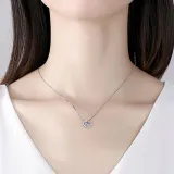 Sterling Silver Round Cut Moissanite Pendant Necklace