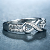 Silver Zircon 8 Word Fashion Jewelry Inlaid Diamond Women Ring