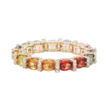 Women Fashion Pave Colorful Gems Gemstone Rings