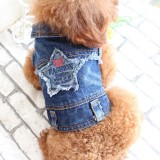 Pet Small Dog Star Shape Denim Vest Puppy Cloth