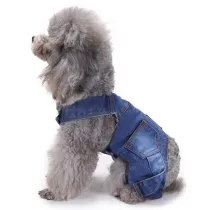 Pet Dog Cloth Denim Overall Poodle Teddy Fashion Out door Cloth