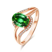 Green Zircon Fashion Jewelry Inlaid Diamond Adjustable Size Women Ring
