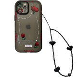 Printed Red Tulip Flowers Drop Proof Phone Case for iPhone13 12 11 Pro Max with Lanyard