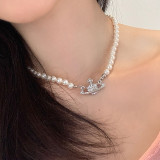 Luxury Freshwater Pearl Diamond Necklace Fashionable Personalized Planet Drop Choker Necklace For Women