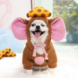 Pet Clothes Hoodie Sweatshirt Cartoon Mouse Cheese Outfit for Puppy Cats Large Dog