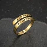 Golden Zircon I Am Enough Fashion Jewelry Inlaid Diamond Adjustable Size Women Ring