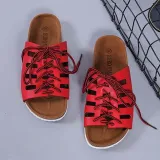 Women Open Toe Cross Tie Hollow Out Flat Sandal Slipper