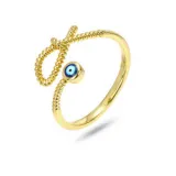 18K Real Gold Plated Colorful Evils Eyes Open Rings Brass Gold Enamel Turkish Eyes Rings For Wife Gift