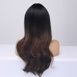 Women Black to Brown Heat Resistant Long Curls Wigs