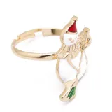10PCS Oil Drop Christmas Elk Tree Snowflake Sock Rings Adjustable Size Gold Plated Xmas Santa Claus Rings